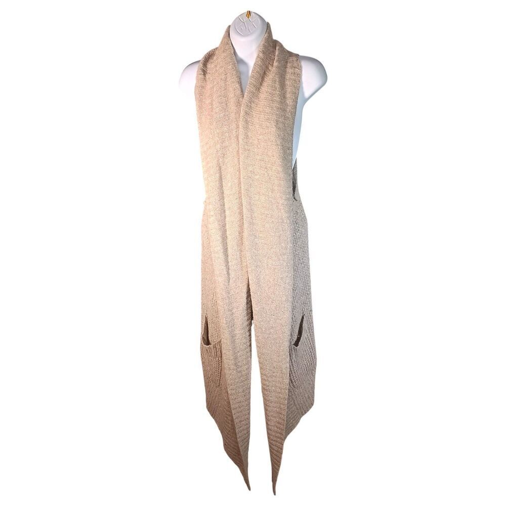 RUEHL No.925 Cardigan Duster Womens Large Rabbit Hair Blend Sleeveless Open Long